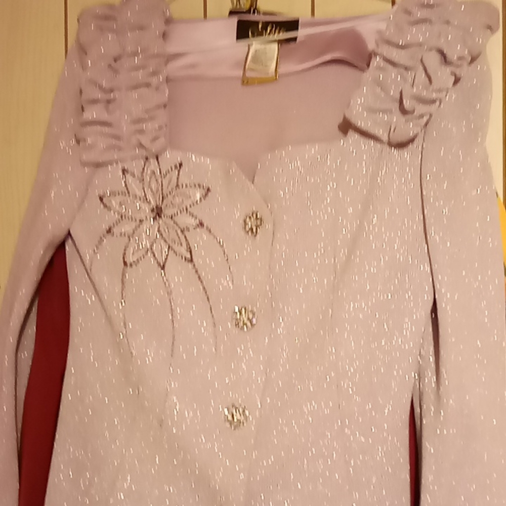 Sweater dress suit purple with silver
